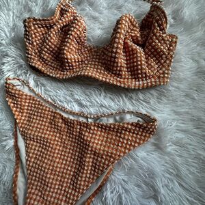 Abercrombie & Fitch Orange and White Textured Bikini Set